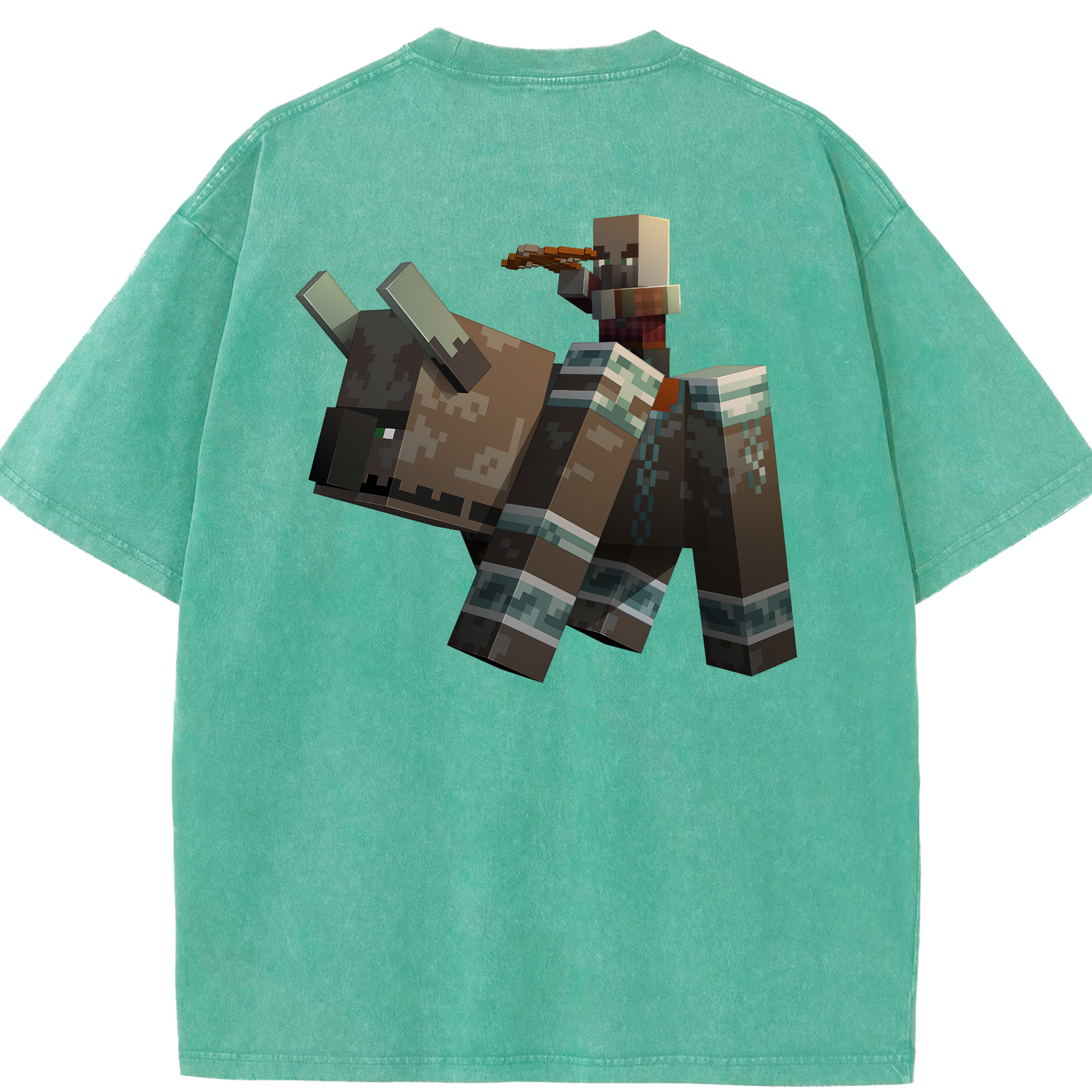 （画像用） マインクラフト ブロックの世界 Minecraft MC Block world 綿100% ヴィンテージ風 半袖Tシャツ（背面プリント）